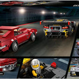 Lego Kit Speed Champions Chevrolet Corvette C8.R Race Car e 1969 Chevrolet Corvette 512 peças