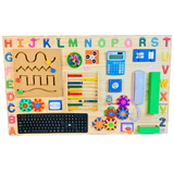 Painel Grande Sensorial de Atividades Educativas 100x60cm em Pinus
