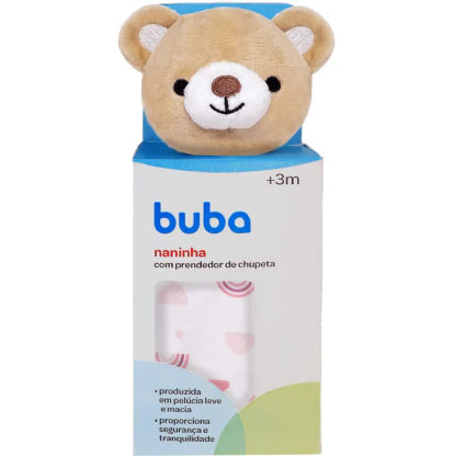 Naninha com Prendedor de Chupeta Urso Rosa Buba
