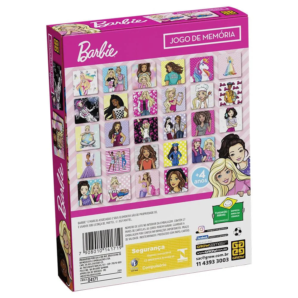 Jogo da Memória Barbie 54 Cartelas 2 à 6 Jogadores Grow