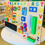 Painel Grande Sensorial de Atividades Educativas 100x60cm em Pinus
