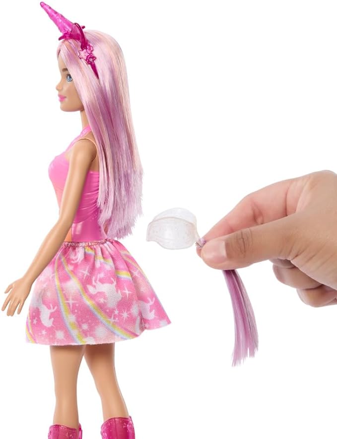 Barbie Um Toque de Mágica, Boneca Saia de Unicórnio de Sonho Rosa