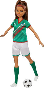 Barbie Profissões Boneca Jogadora de Futebol com Camiseta Verde