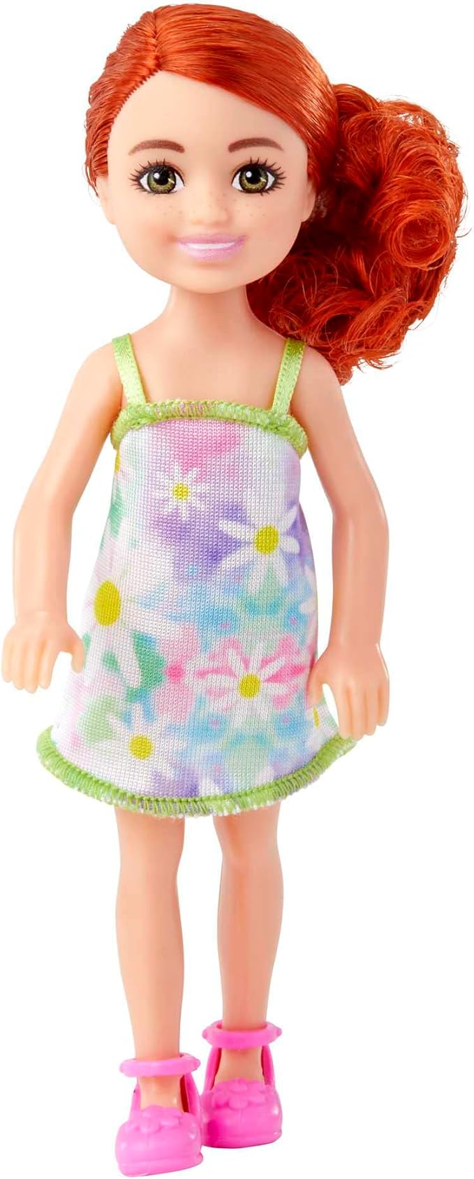 Boneca Barbie Chelsea 14 cm Cabelo Ruivo Vestido Floral