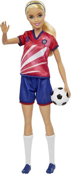 Barbie Profissões Boneca Jogadora de Futebol com Camiseta Vermelha