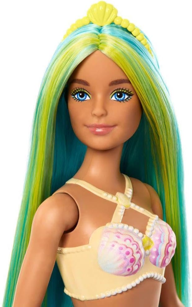 Barbie Fantasia Sereia com Cabelo Azul e Amarelo