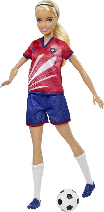 Barbie Profissões Boneca Jogadora de Futebol com Camiseta Vermelha