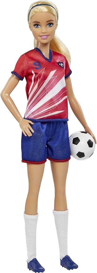 Barbie Profissões Boneca Jogadora de Futebol com Camiseta Vermelha