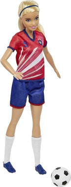 Barbie Profissões Boneca Jogadora de Futebol com Camiseta Vermelha