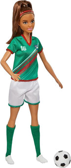 Barbie Profissões Boneca Jogadora de Futebol com Camiseta Verde