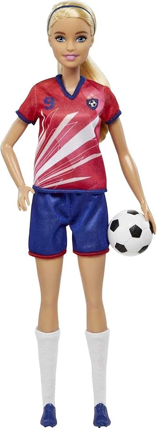 Barbie Profissões Boneca Jogadora de Futebol com Camiseta Vermelha