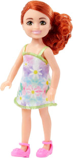 Boneca Barbie Chelsea 14 cm Cabelo Ruivo Vestido Floral