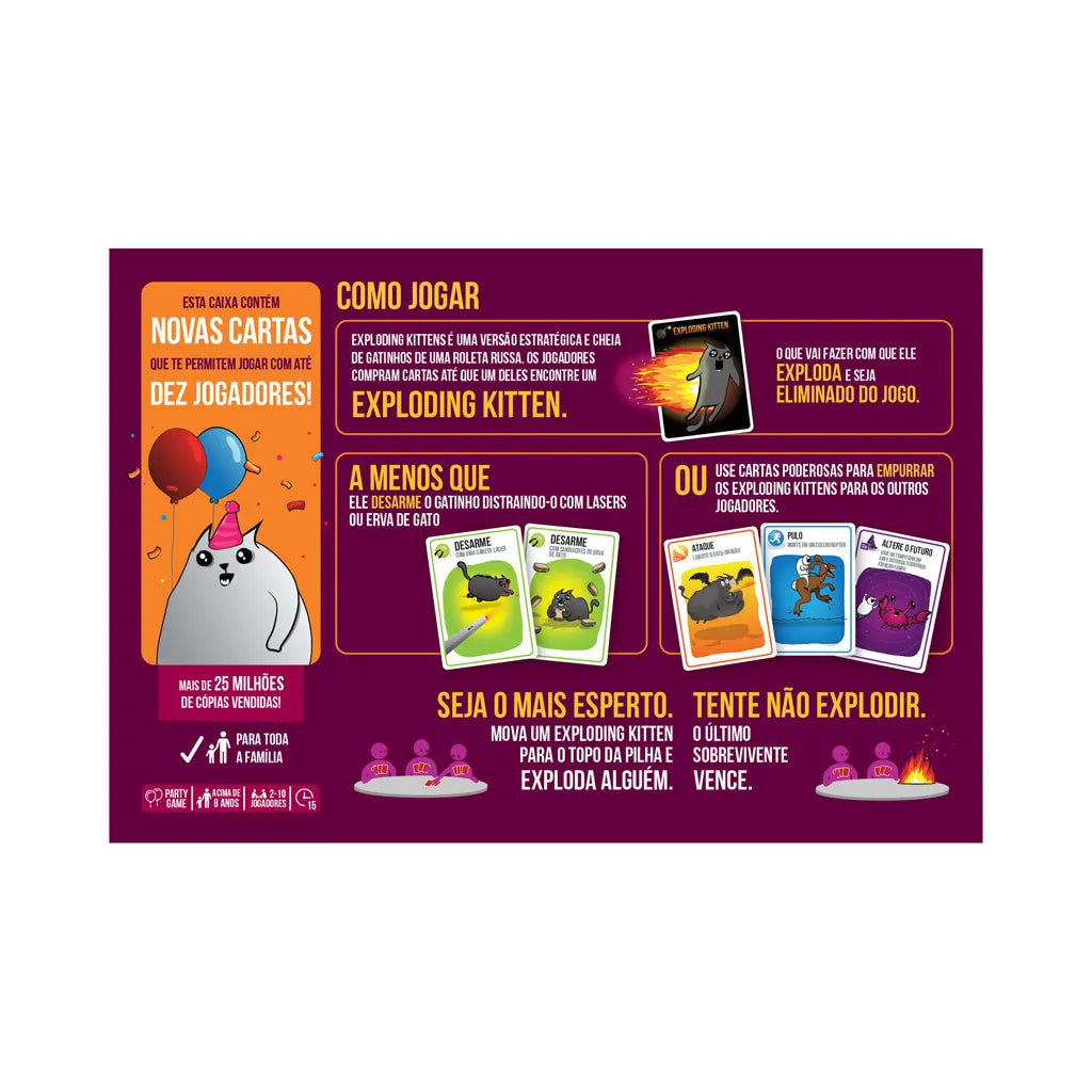 Jogo De Cartas Exploding Kittens: Para a Galera De 2 a 10 Jogadores