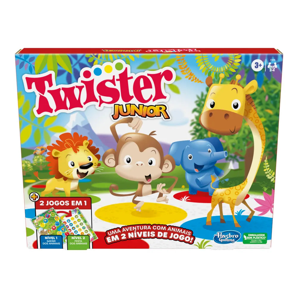 Jogo Educativo Twister Junior  2 em 1 Tapete Frente e Verso Roleta Reversível Hasbro