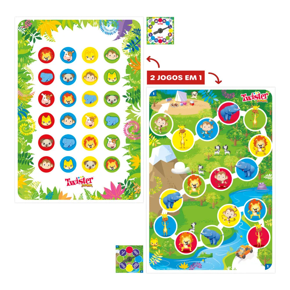 Jogo Educativo Twister Junior  2 em 1 Tapete Frente e Verso Roleta Reversível Hasbro