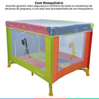 Cercado Infantil Berço Bebê Até 15Kg Telados Portátil e Mosquiteiro Colorido Burigotto