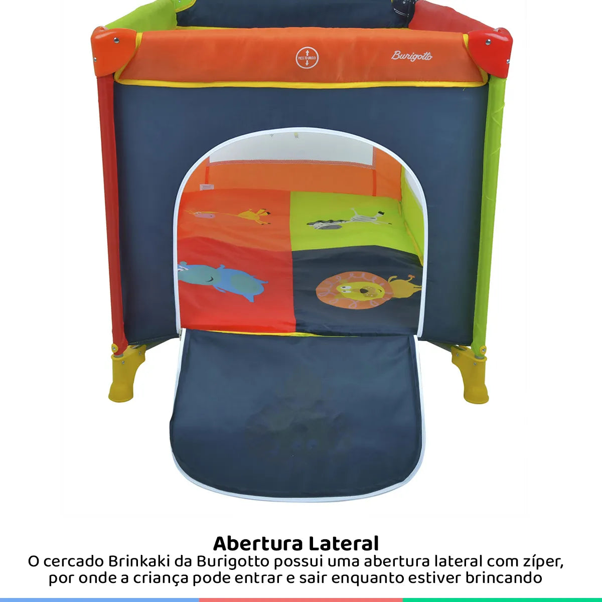 Cercado Infantil Berço Bebê Até 15Kg Telados Portátil e Mosquiteiro Colorido Burigotto