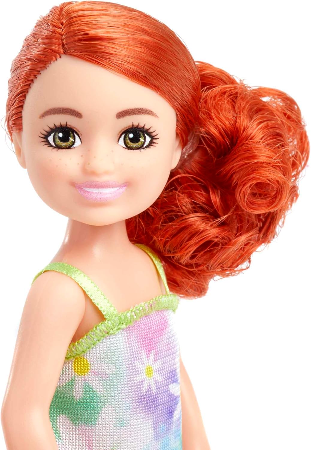 Boneca Barbie Chelsea 14 cm Cabelo Ruivo Vestido Floral