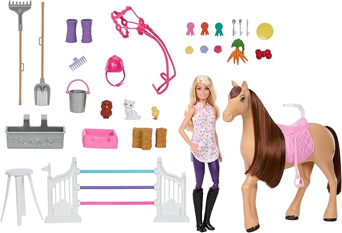 Barbie, Conjunto de Brinquedo Estábulo dos Sonhos com Boneca, Cavalo e +25 Acessórios