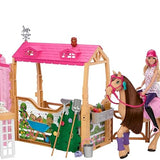 Barbie, Conjunto de Brinquedo Estábulo dos Sonhos com Boneca, Cavalo e +25 Acessórios