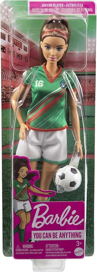 Barbie Profissões Boneca Jogadora de Futebol com Camiseta Verde