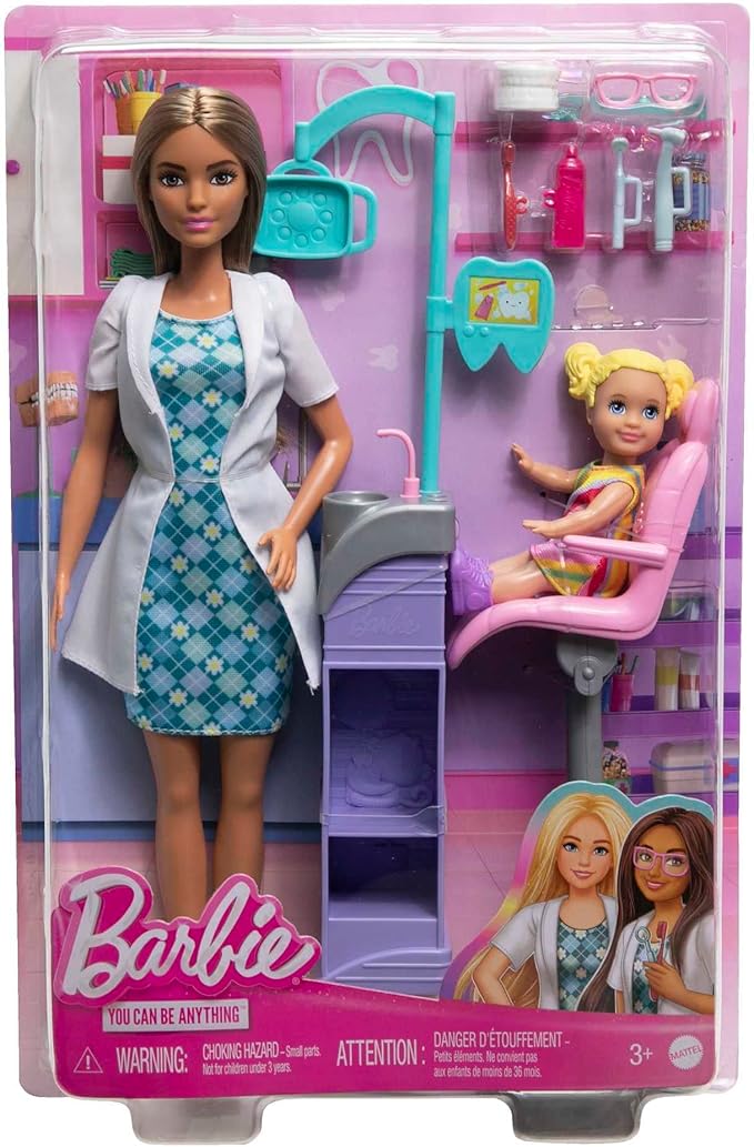 Barbie Profissões Boneca Conjunto Médica Dentista Morena