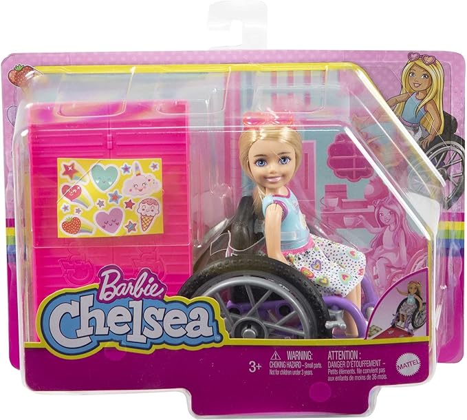 Barbie Boneca Chelsea Cadeira de Rodas Rosa