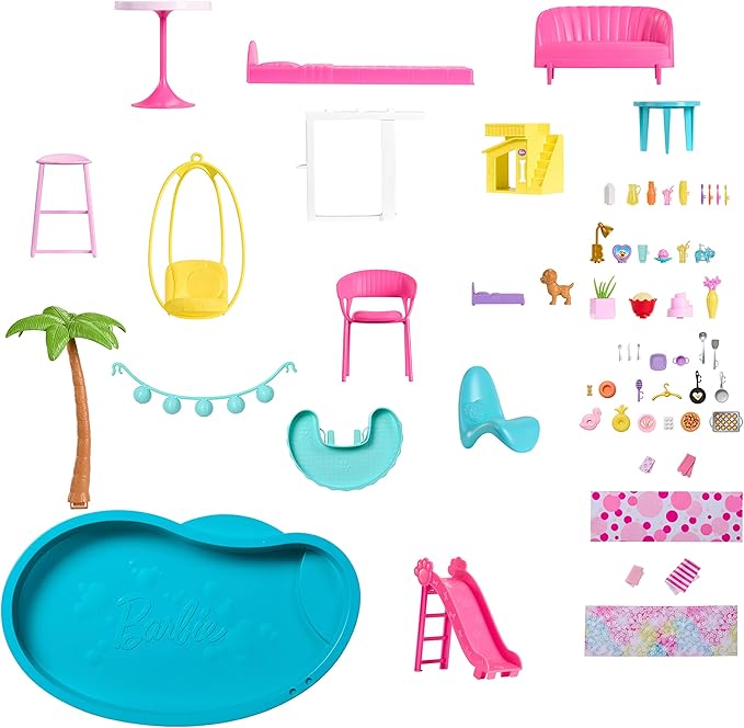 Barbie Casa de Bonecas Dos Sonhos com +75 peças, Três Andares e Escorregador para Boneca