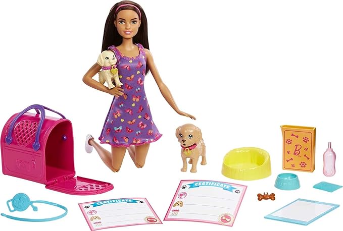 Barbie Conjunto de Brinquedo Adota um Cachorrinho