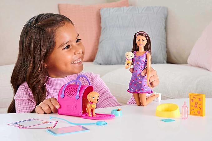 Barbie Conjunto de Brinquedo Adota um Cachorrinho