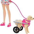 Barbie, Conjunto de Brinquedo, Passeio de Animais de Estimação com Cadeira de Rodas