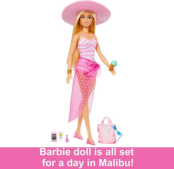 Barbie Fashion & Beauty, Boneca Dia de Praia com Traje de Banho e Acessórios