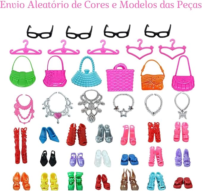 Roupa Boneca Para Barbier, Kit Com Roupas e Acessórios 42 Peças