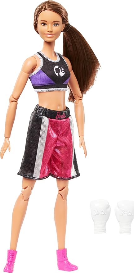 Barbie Profissões Boneca Boxeadora Articulada com acessórios de Boxe