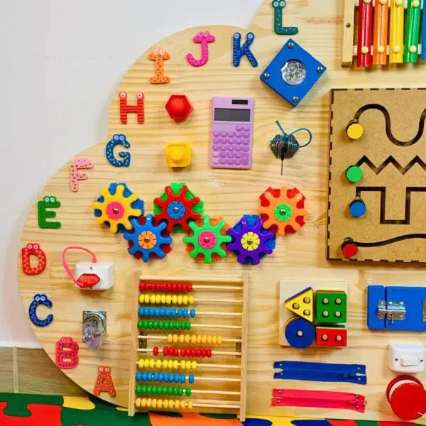 Painel Sensorial Montessori em Madeira Pinus
