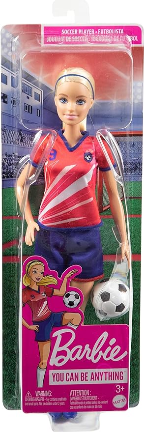 Barbie Profissões Boneca Jogadora de Futebol com Camiseta Vermelha