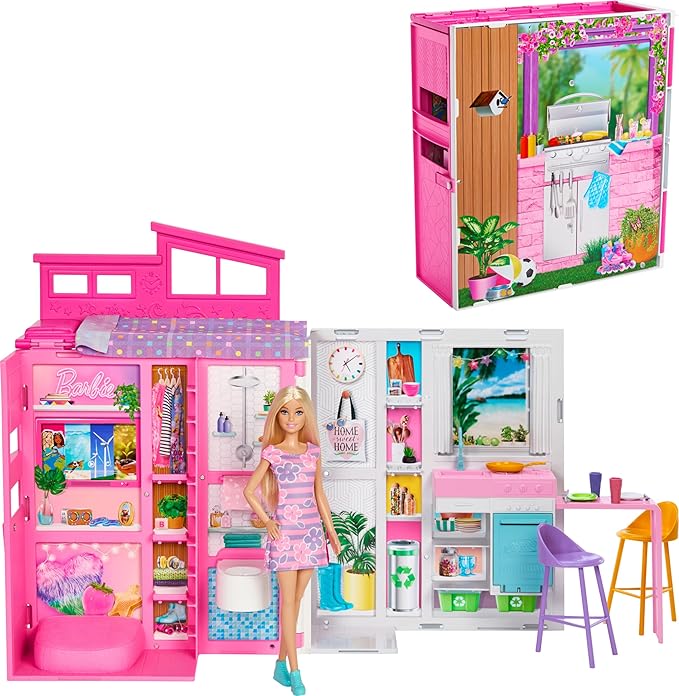 Barbie Casa de Bonecas Glam com Boneca, 4 Áreas e 11 Acessórios