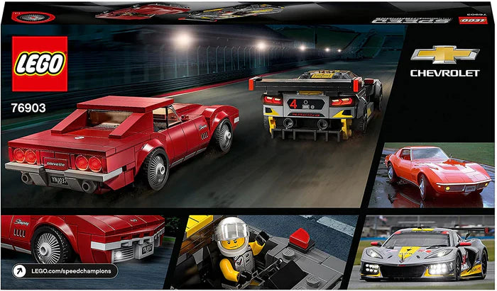 Lego Kit Speed Champions Chevrolet Corvette C8.R Race Car e 1969 Chevrolet Corvette 512 peças