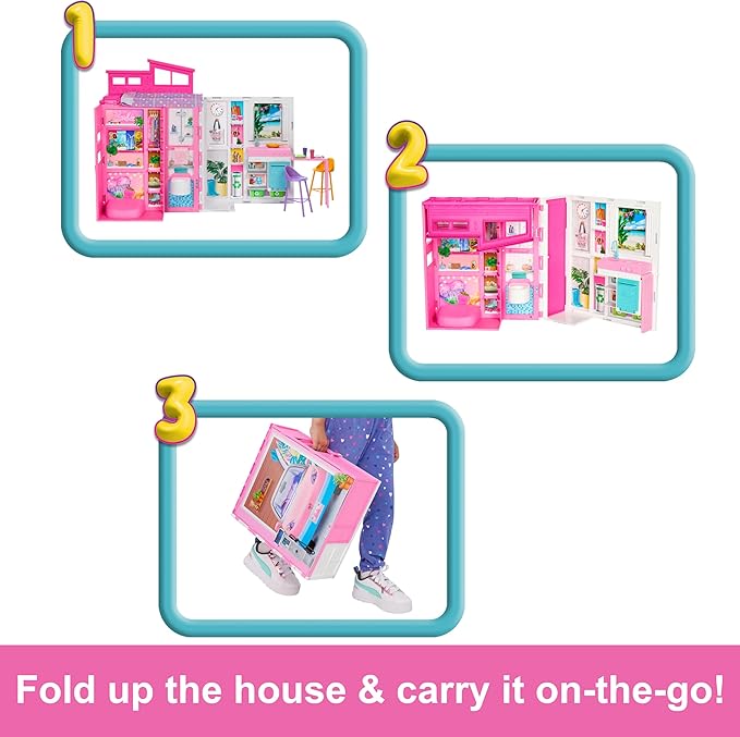 Barbie Casa de Bonecas Glam com Boneca, 4 Áreas e 11 Acessórios