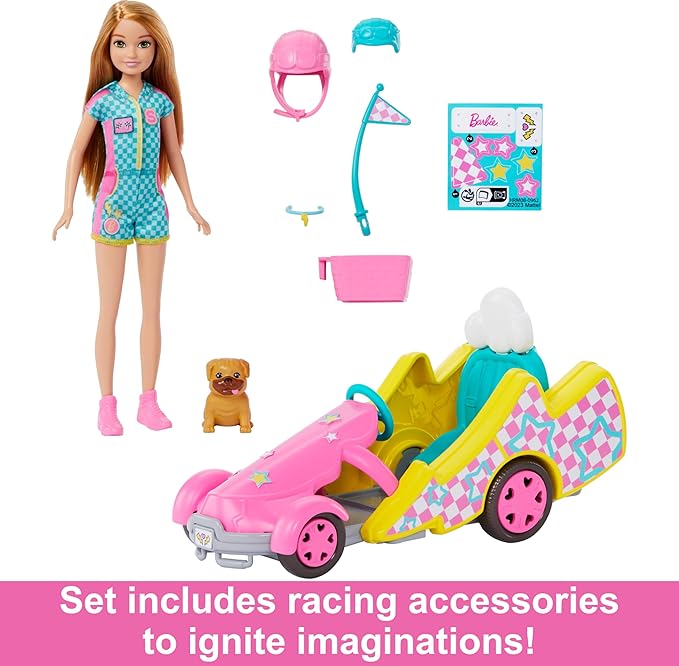 Barbie Stacie Veículo para Boneca Go-Kart, Cachorrinho e Acessórios,