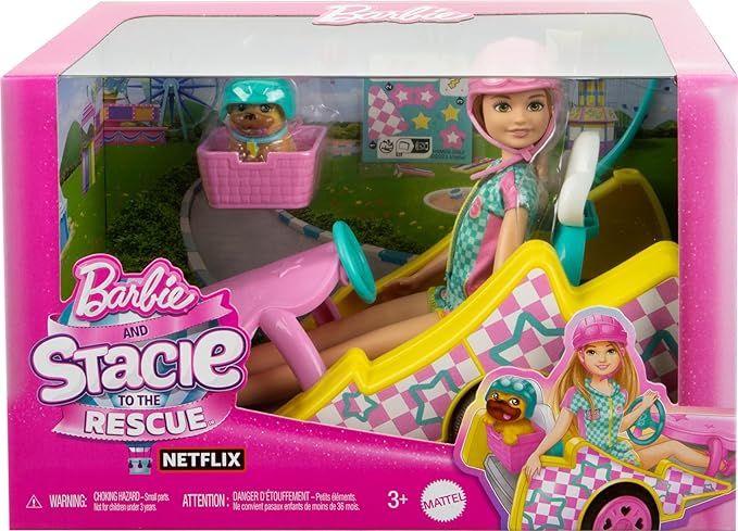 Barbie Stacie Veículo para Boneca Go-Kart, Cachorrinho e Acessórios,