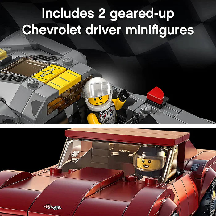 Lego Kit Speed Champions Chevrolet Corvette C8.R Race Car e 1969 Chevrolet Corvette 512 peças