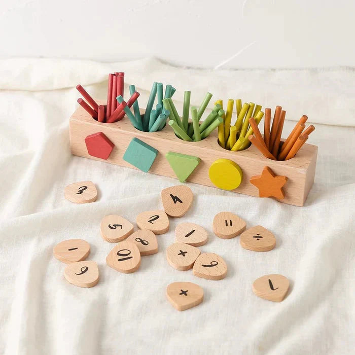 Brinquedo Matemático Montessori Varas e Formas para Aprendizagem Precoce
