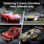 Lego Kit Speed Champions Chevrolet Corvette C8.R Race Car e 1969 Chevrolet Corvette 512 peças