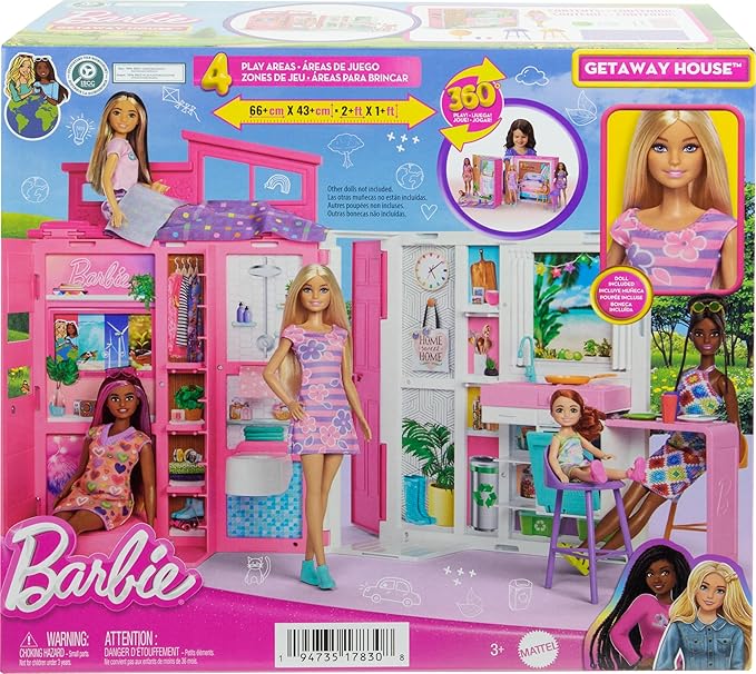 Barbie Casa de Bonecas Glam com Boneca, 4 Áreas e 11 Acessórios
