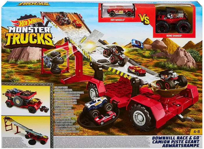 Hot Wheels GFR15 Monster Trucks Downhill Race and Go Track Set