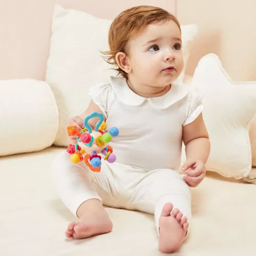 Brinquedo De Bebe Mordedor Sensorial Silicone Chocalho Buba