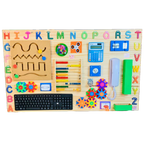Painel Grande Sensorial de Atividades Educativas 100x60cm em Pinus