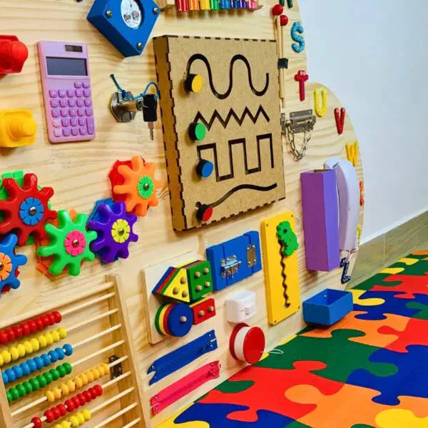 Painel Sensorial Montessori em Madeira Pinus