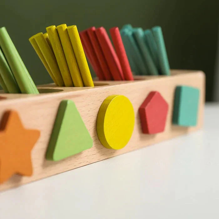 Brinquedo Matemático Montessori Varas e Formas para Aprendizagem Precoce